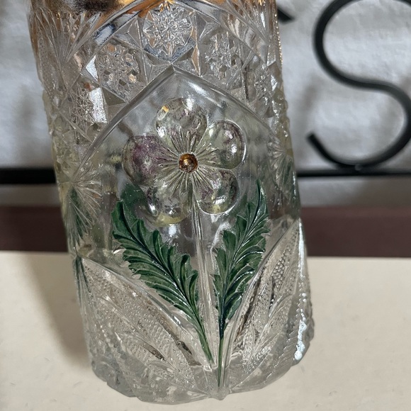 Indiana Glass Flower Medallion Flashed Gold vase - Picture 7 of 10